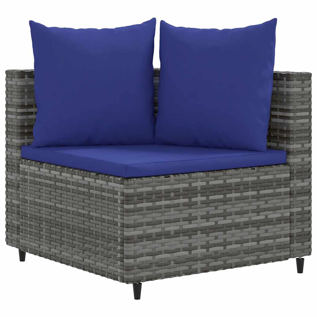 Set Divani da Giardino 3 pz con Cuscini Grigio in Polyrattan - homemem39