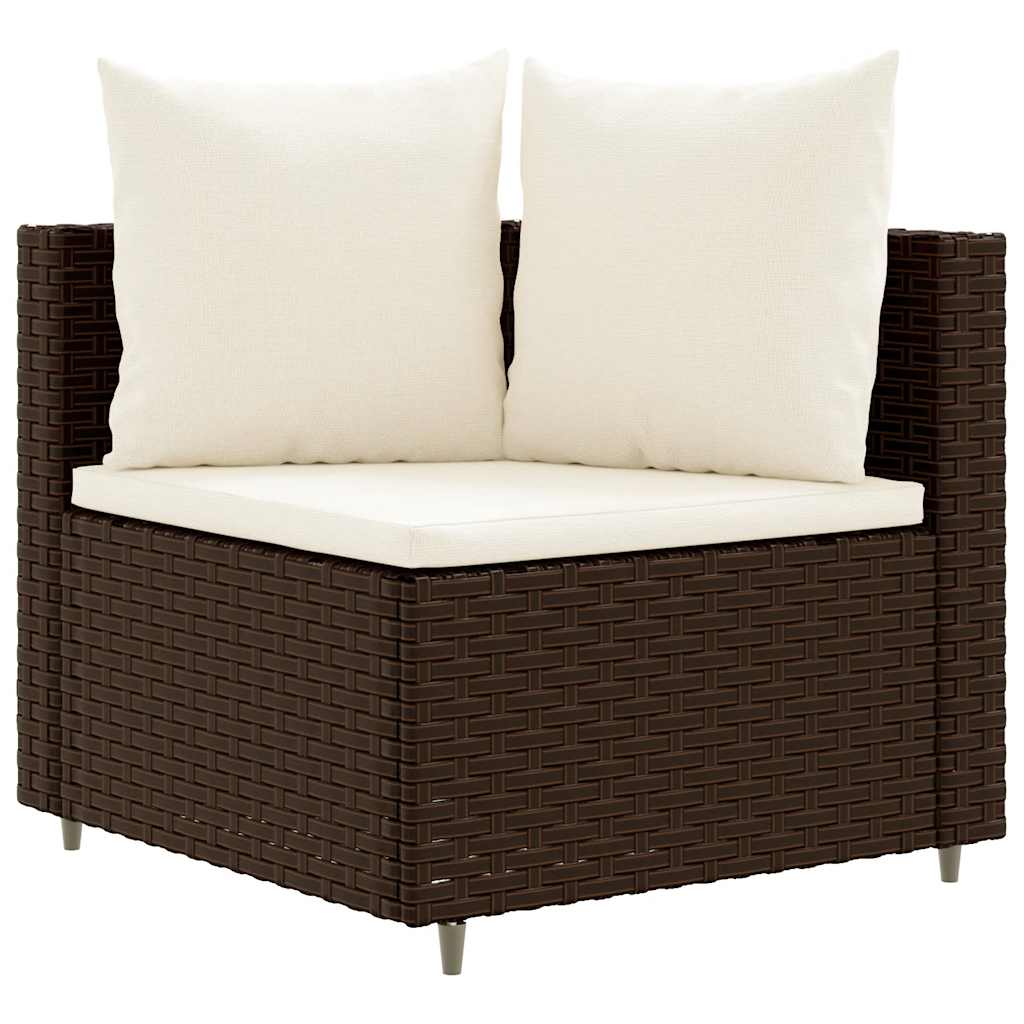 Set Divano da Giardino 4 pz con Cuscini Marrone in Polyrattan | homemem39
