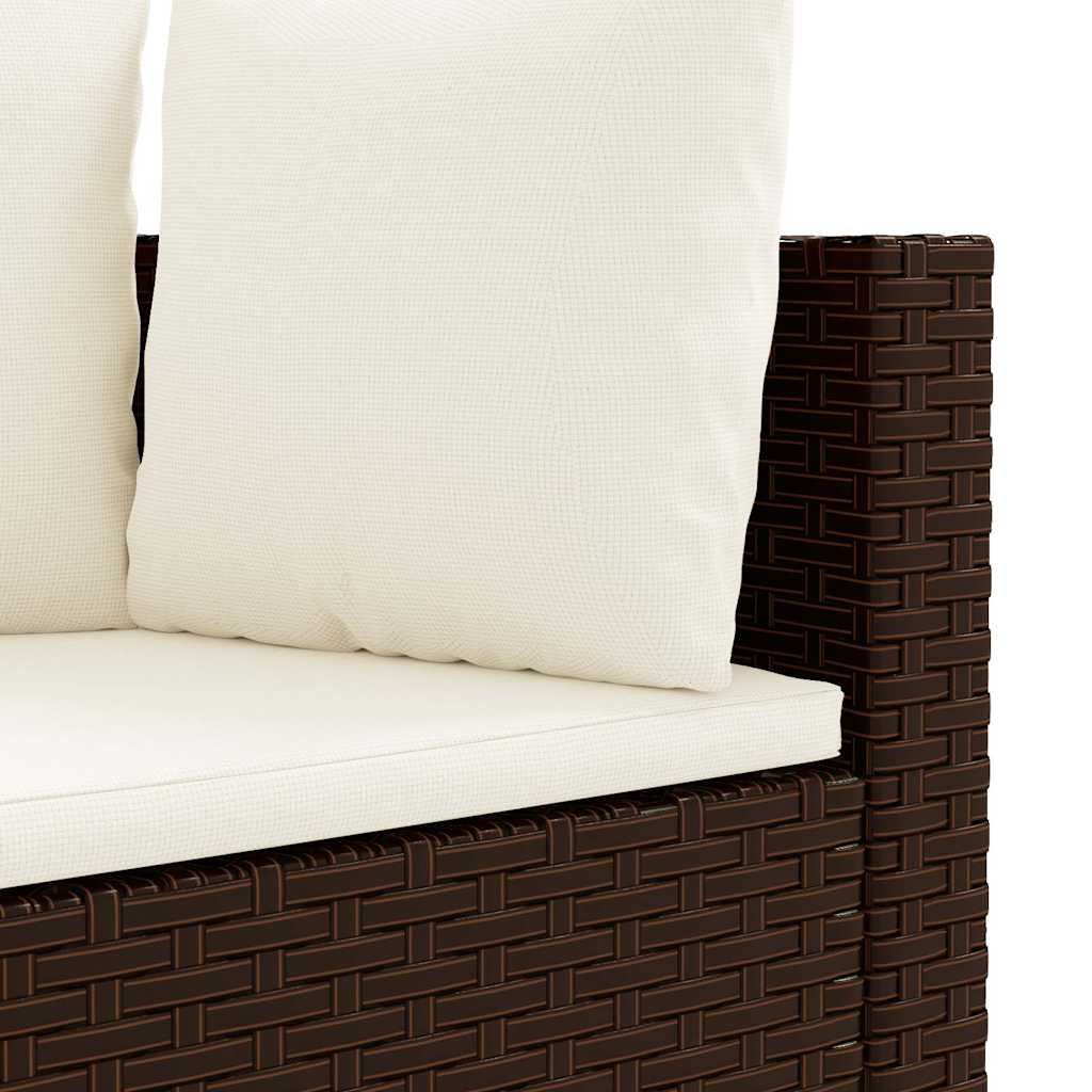 Set Divano da Giardino 4 pz con Cuscini Marrone in Polyrattan - homemem39