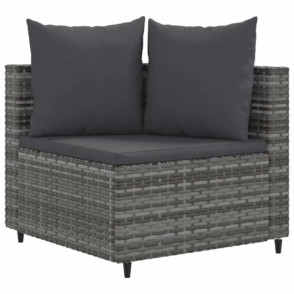 Set Divani da Giardino 4 pz con Cuscini in Polyrattan Grigio | homemem39