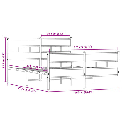 Giroletto senza Materaso in Metallo Rovere Fumo 160x200 cm | homemem39