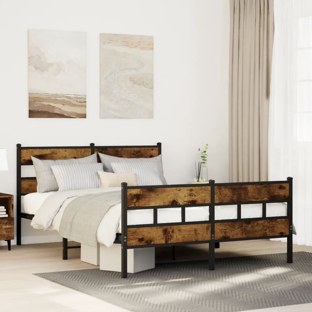 Giroletto senza Materaso in Metallo Rovere Fumo 160x200 cm | homemem39