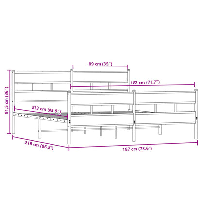 Giroletto senza Materaso in Metallo Rovere Fumo 183x213 cm | homemem39