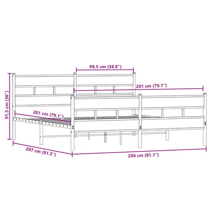 Giroletto senza Materaso in Metallo Rovere Sonoma 200x200 cm | homemem39