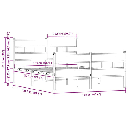 Giroletto senza Materaso in Metallo Rovere Marrone 160x200 cm - homemem39