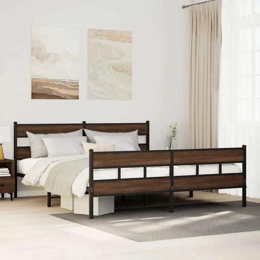 Giroletto senza Materaso in Metallo Rovere Marrone 200x200 cm | homemem39