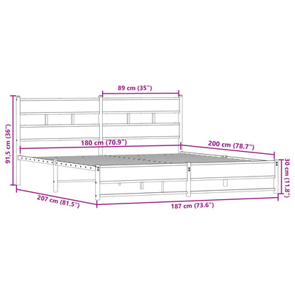 Giroletto senza Materaso in Metallo Rovere Fumo 180x200 cm | homemem39
