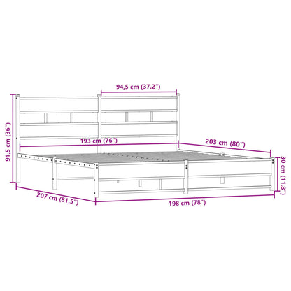 Giroletto senza Materaso in Metallo Rovere Fumo 193x203 cm - homemem39