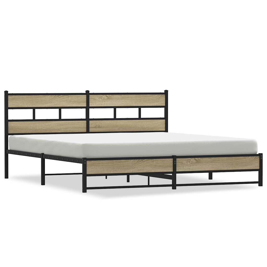 Giroletto senza Materaso in Metallo Rovere Sonoma 193x203 cm | homemem39