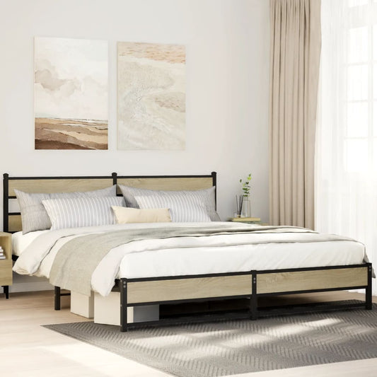 Giroletto senza Materaso in Metallo Rovere Sonoma 193x203 cm | homemem39