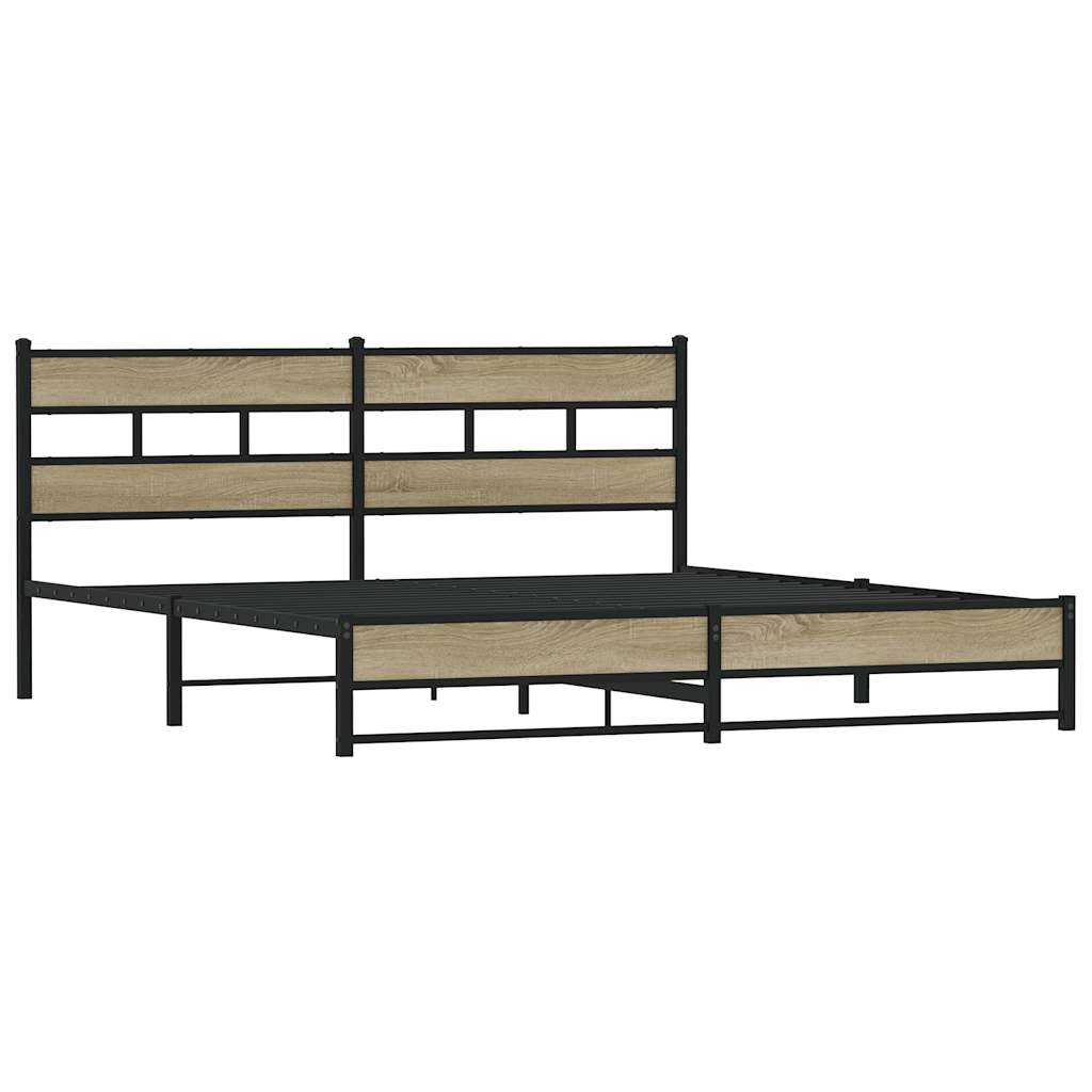 Giroletto senza Materaso in Metallo Rovere Sonoma 200x200 cm | homemem39