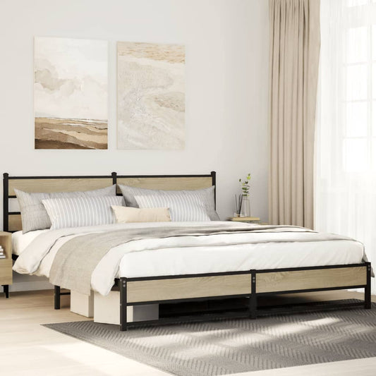 Giroletto senza Materaso in Metallo Rovere Sonoma 200x200 cm | homemem39