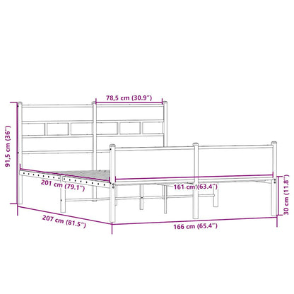 Giroletto senza Materaso in Metallo Rovere Sonoma 160x200 cm | homemem39