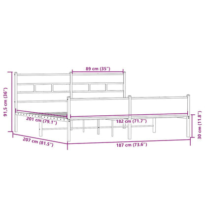 Giroletto senza Materaso in Metallo Rovere Sonoma 180x200 cm - homemem39