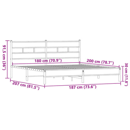 Giroletto senza Materaso in Metallo Rovere Marrone 180x200 cm - homemem39