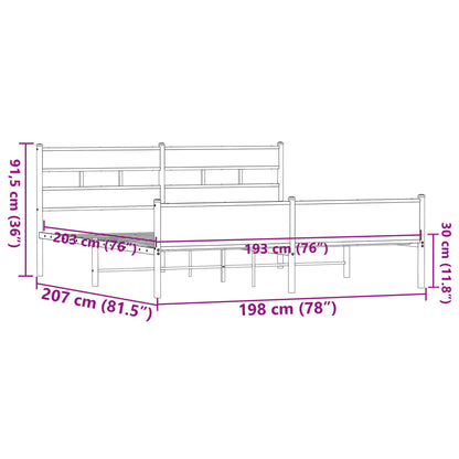 Giroletto senza Materaso in Metallo Rovere Marrone 193x203 cm - homemem39