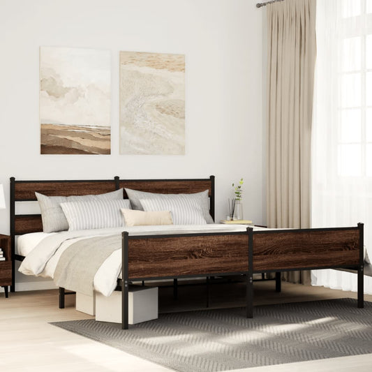Giroletto senza Materaso in Metallo Rovere Marrone 200x200 cm | homemem39