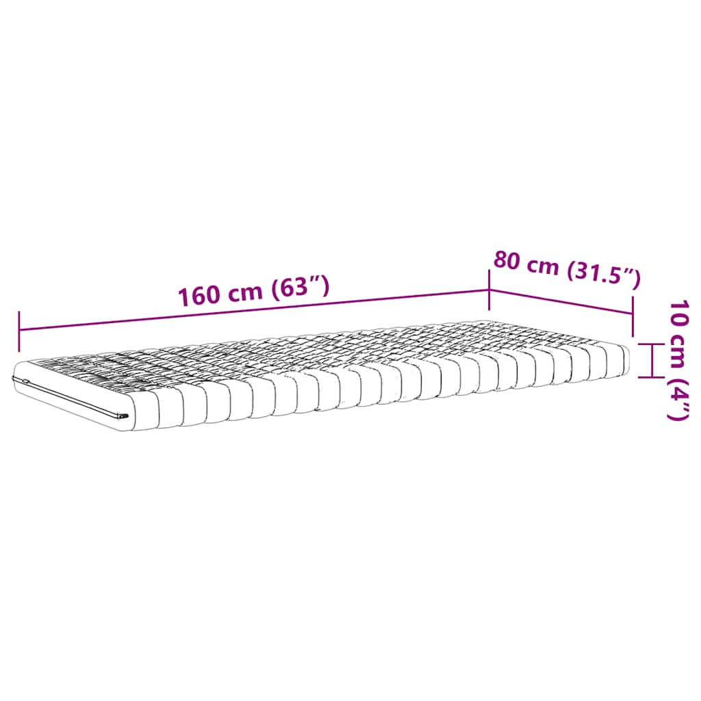 Materasso Schiuma per Bambini Bianco 80x160 7Zone Durezza 20ILD