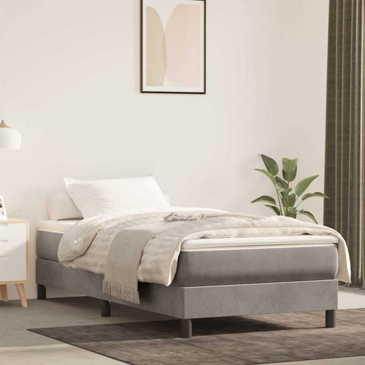 Materasso a Molle Grigio Chiaro 90x220x20 cm in Velluto - homemem39