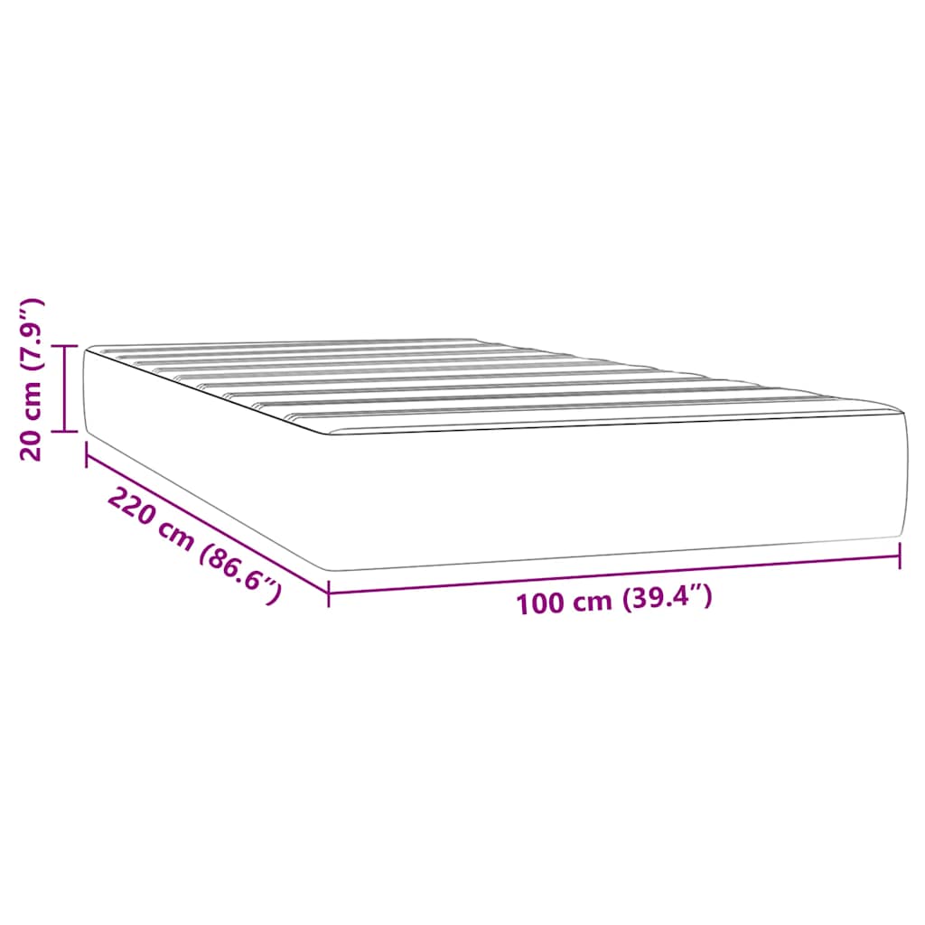Materasso a Molle Grigio Scuro 100x220x20 cm in Velluto - homemem39