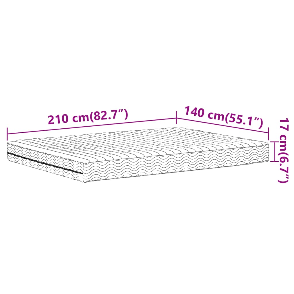 Materasso in Schiuma Bianco 140x210 cm Durezza H2 H3 - homemem39