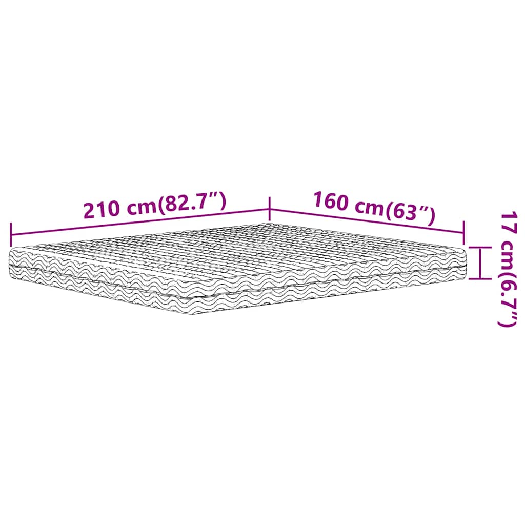 Materasso in Schiuma Bianco 160x210 cm Durezza H2 H3
