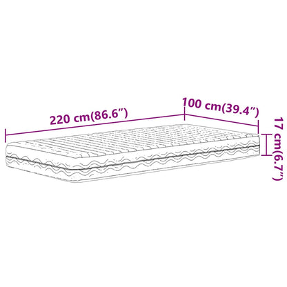 Materasso in Schiuma Bianco 100x220cm Durezza H2 H3