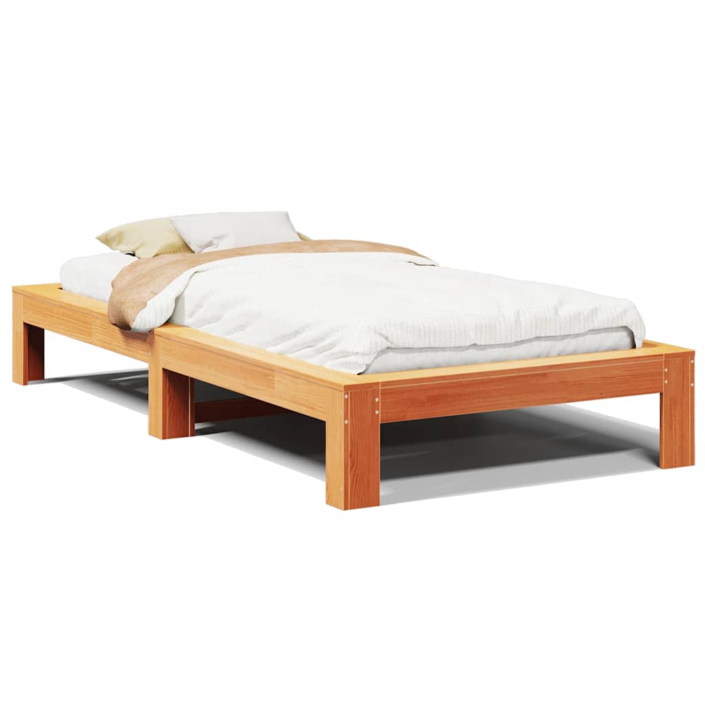 Letto senza Materasso Marrone Cera 100x200 cm in Legno di Pino | homemem39