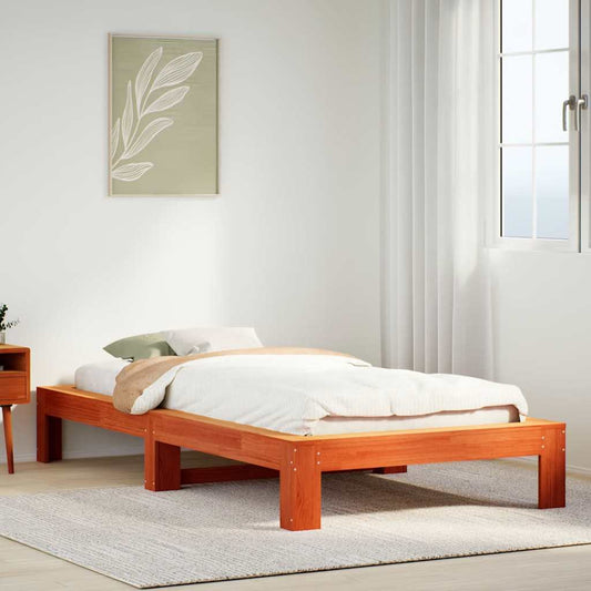 Letto senza Materasso Marrone Cera 100x200 cm in Legno di Pino | homemem39