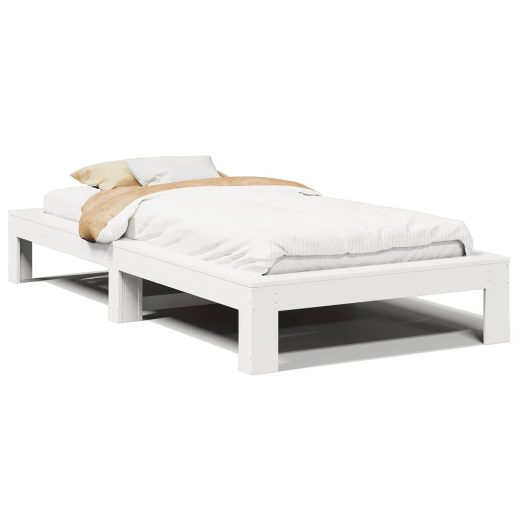 Letto senza Materasso Bianco 90x190 cm in Legno Massello Pino | homemem39