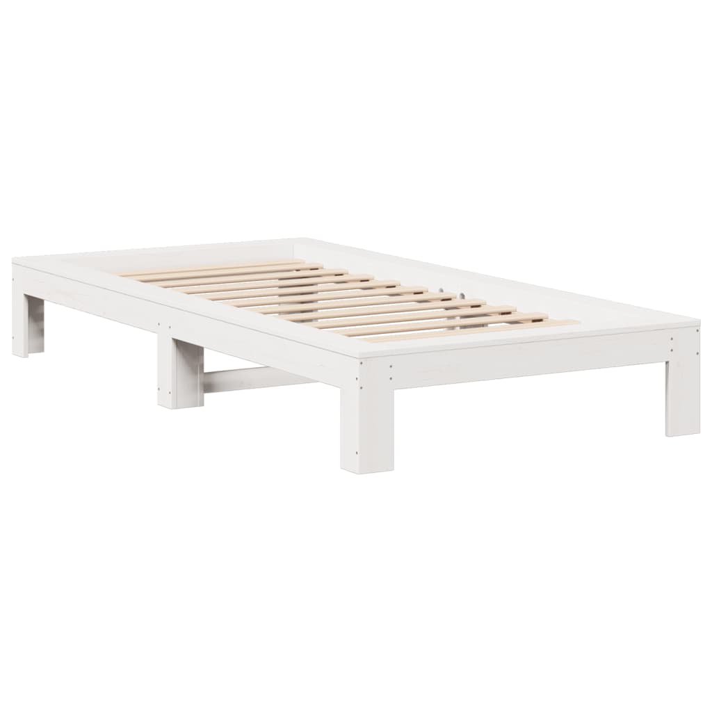 Letto senza Materasso Bianco 90x190 cm in Legno Massello Pino - homemem39