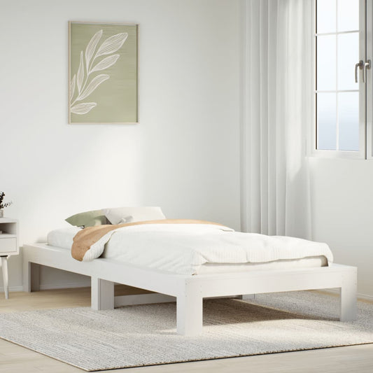 Letto senza Materasso Bianco 90x190 cm in Legno Massello Pino | homemem39