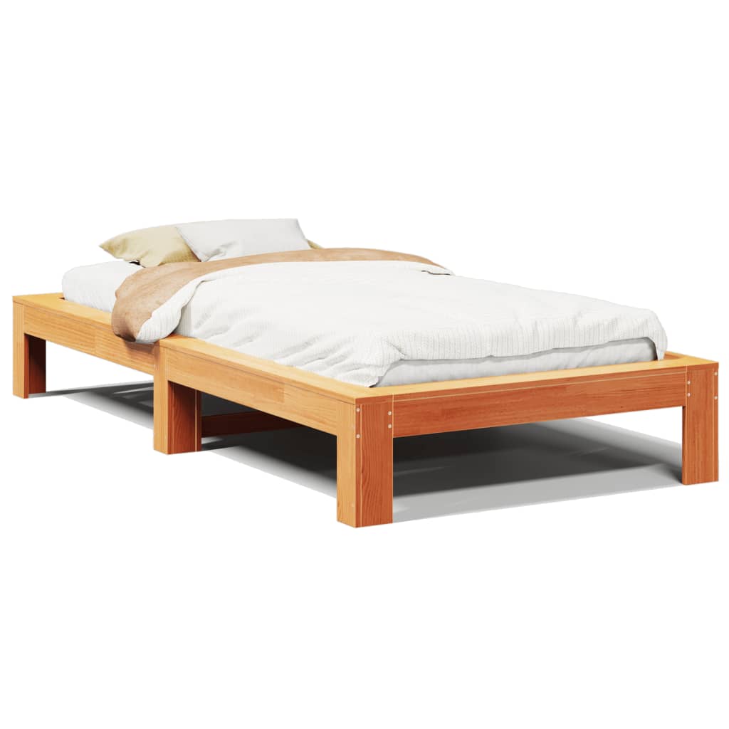 Letto senza Materasso Marrone Cera 90x190 cm in Legno di Pino | homemem39