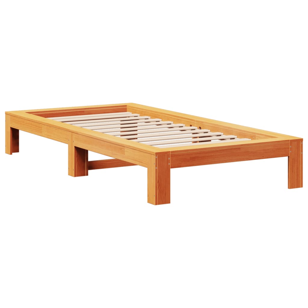 Letto senza Materasso Marrone Cera 90x190 cm in Legno di Pino | homemem39