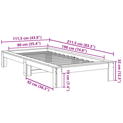 Letto senza Materasso Marrone Cera 90x190 cm in Legno di Pino | homemem39