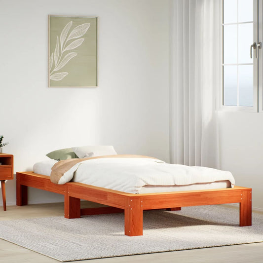 Letto senza Materasso Marrone Cera 90x190 cm in Legno di Pino | homemem39