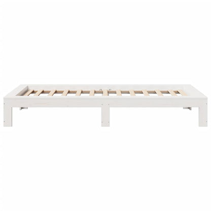 Letto senza Materasso Bianco 75x190 in Legno Massello di Pino | homemem39