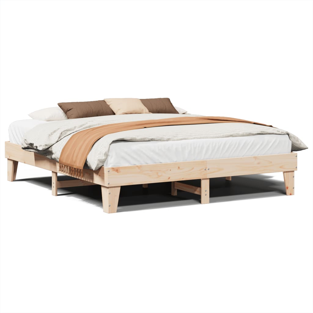 Letto senza Materasso 200x200 cm in Legno Massello di Pino - homemem39