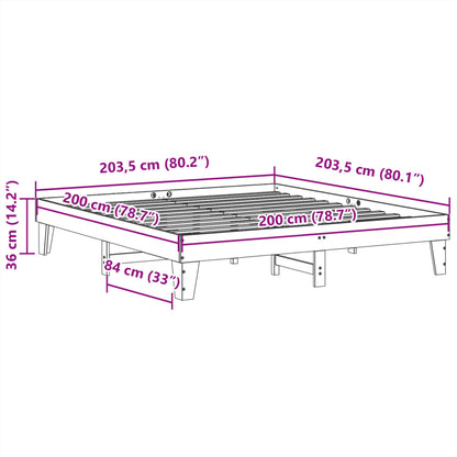 Letto senza Materasso 200x200 cm in Legno Massello di Pino | homemem39
