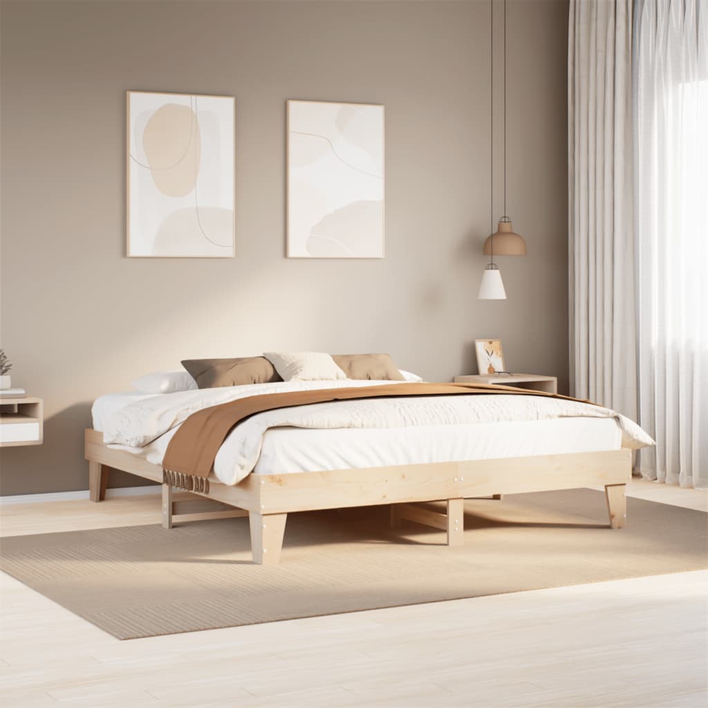 Letto senza Materasso 200x200 cm in Legno Massello di Pino - homemem39