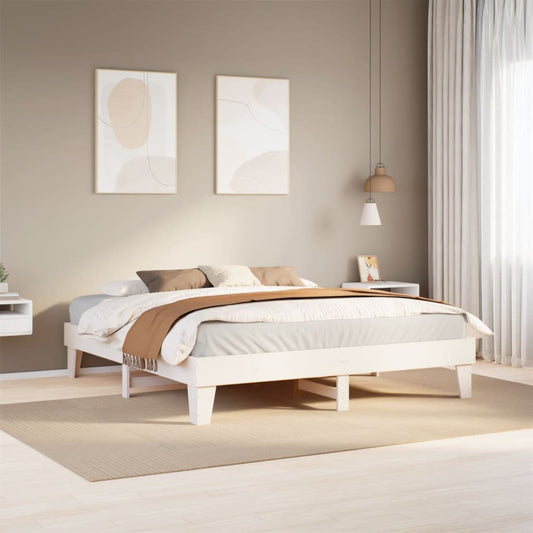 Giroletto senza Materasso Bianco 200x200 cm Legno Massello Pino | homemem39