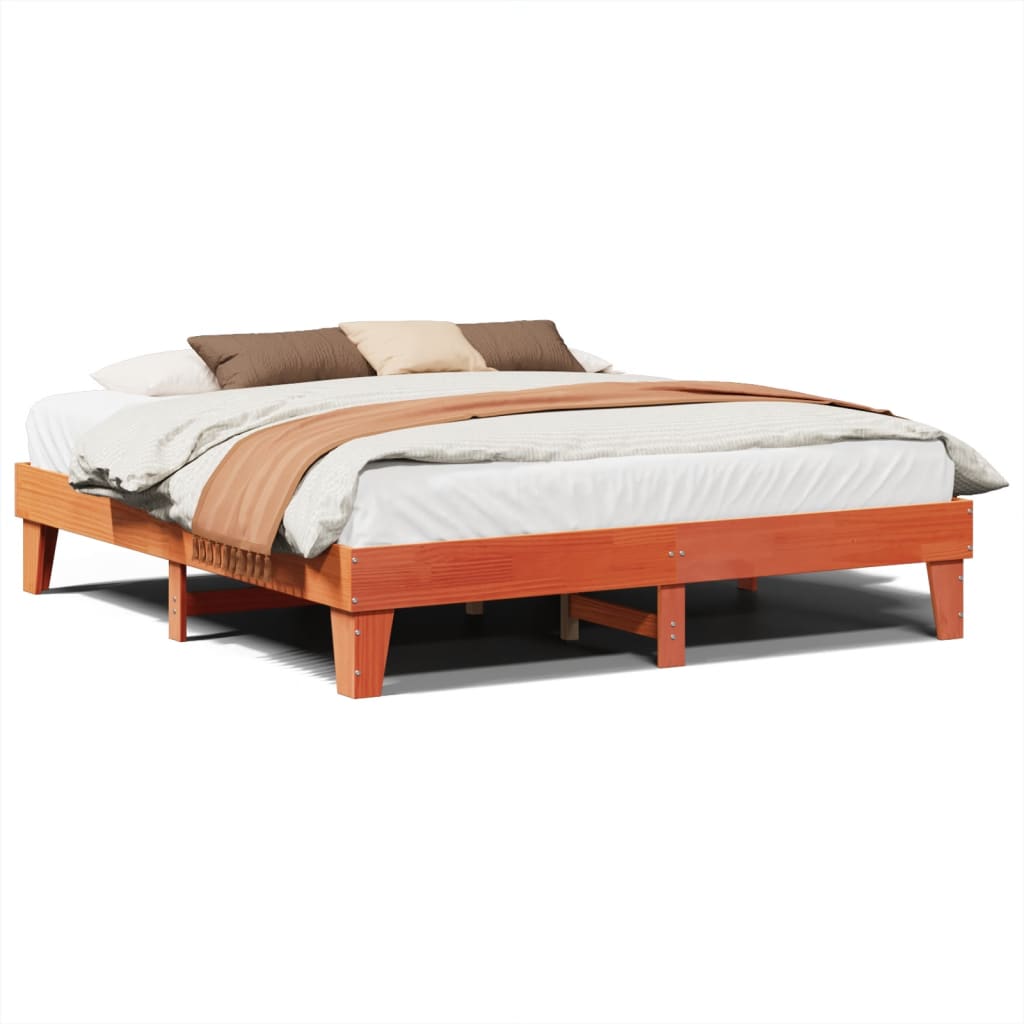 Letto senza Materasso Marrone Cera 200x200 cm in Legno di Pino - homemem39
