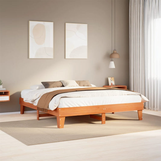 Letto senza Materasso Marrone Cera 180x200 cm in Legno di Pino - homemem39