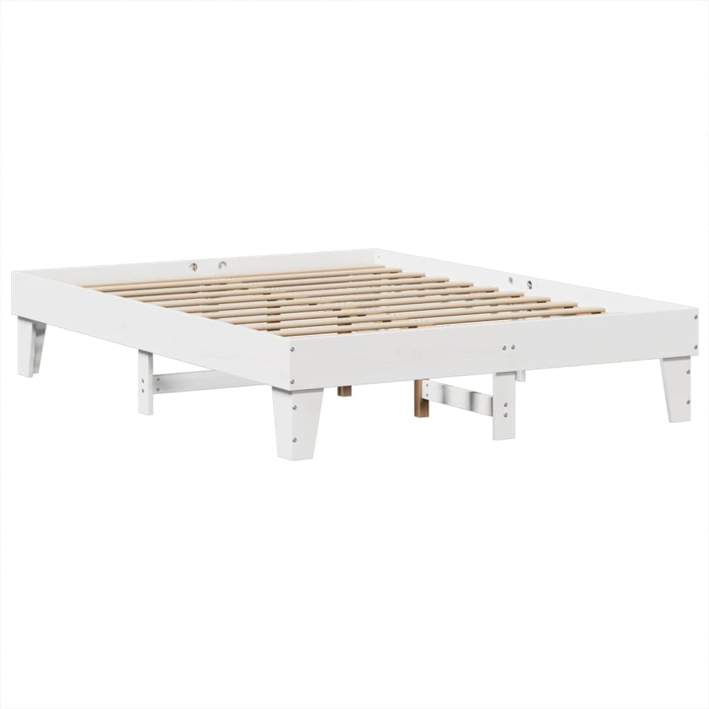 Letto senza Materasso Bianco 160x200 cm Legno Massello di Pino | homemem39