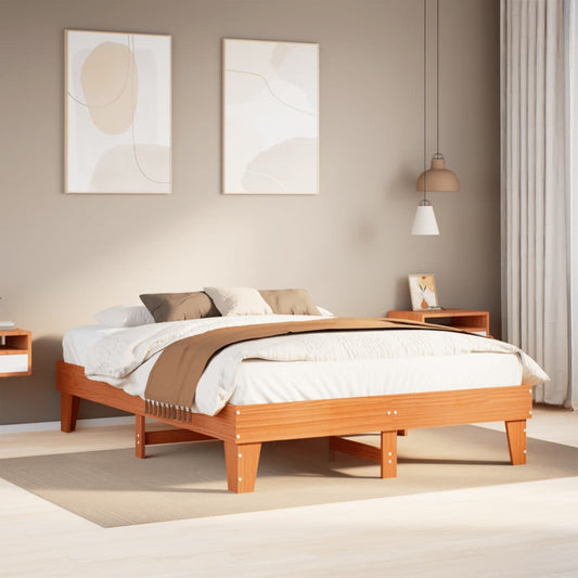 Letto senza Materasso Marrone Cera 150x200 cm in Legno di Pino | homemem39