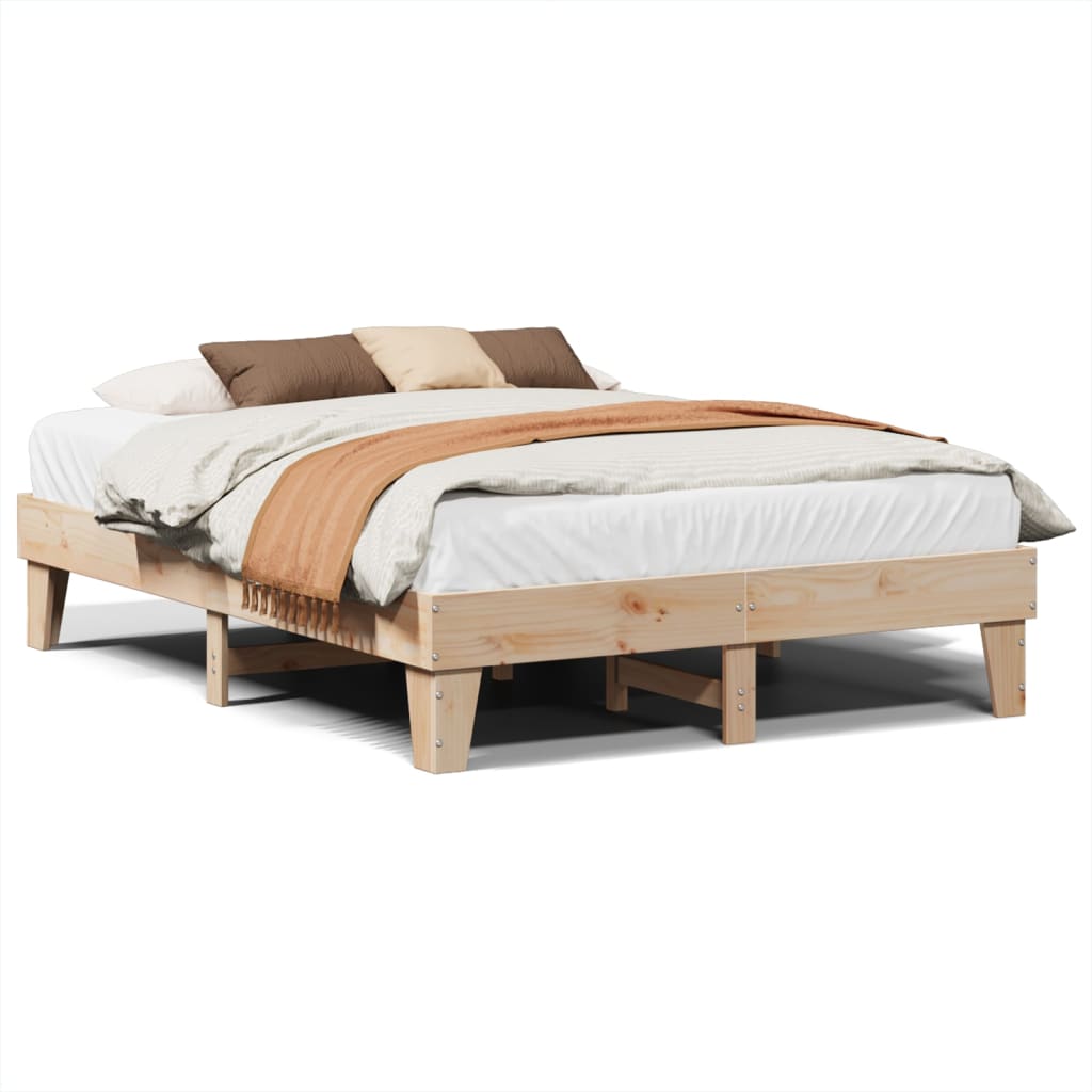 Letto senza Materasso 140x200 cm in Legno Massello di Pino - homemem39
