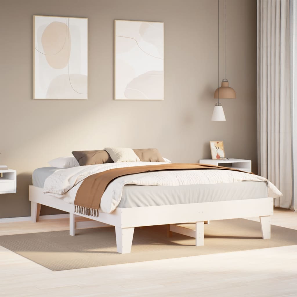 Letto senza Materasso Bianco 140x200 cm Legno Massello di Pino - homemem39