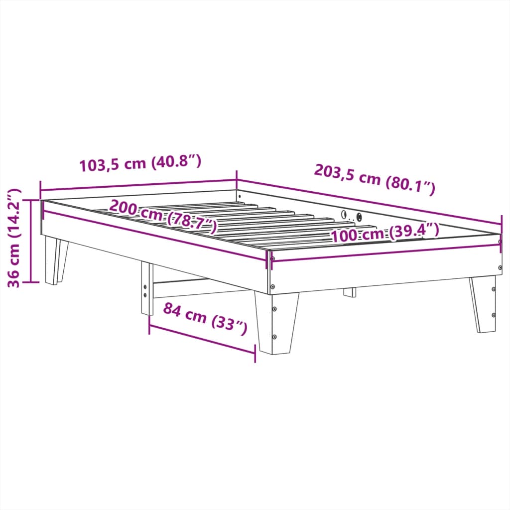 Giroletto senza Materasso Bianco 100x200 cm Legno Massello Pino | homemem39