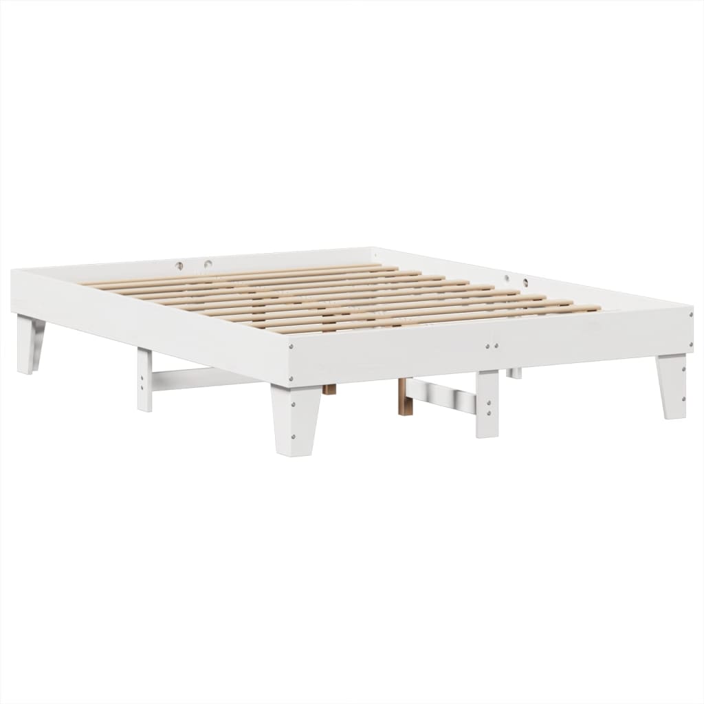 Letto senza Materasso Bianco 140x190 cm Legno Massello di Pino | homemem39