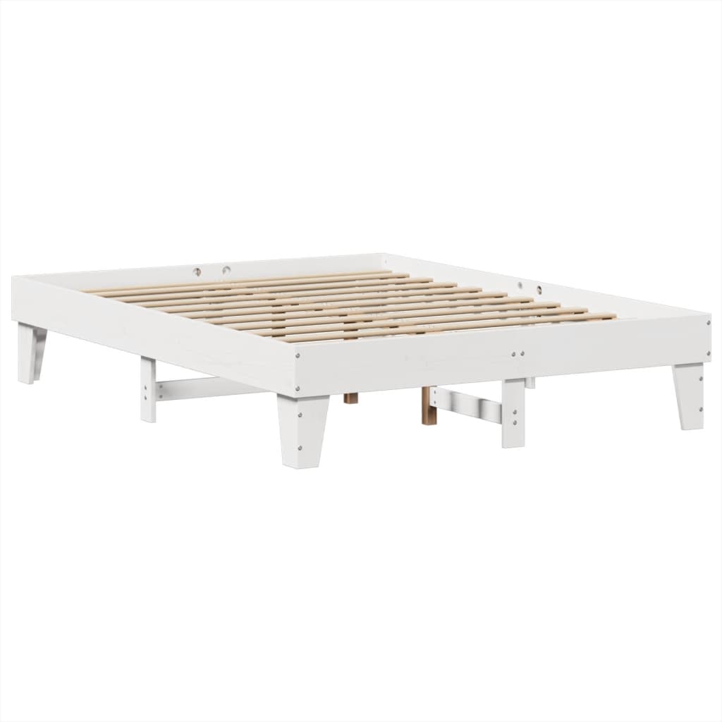 Letto senza Materasso Bianco 140x190 cm Legno Massello di Pino | homemem39